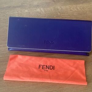 Fendi Royal Blue Clutch with Vibrant Orange Pouch